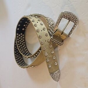 MMS Design Sudio Womens Gold Sparkle Bling rhinestone Belt western Sz.L/XL